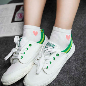 Feitong 1Pair Cotton Short Socks 2017 Womens Geometric Heart Printed Ankle High Low Cut Cotton Funny  Socks popsocket